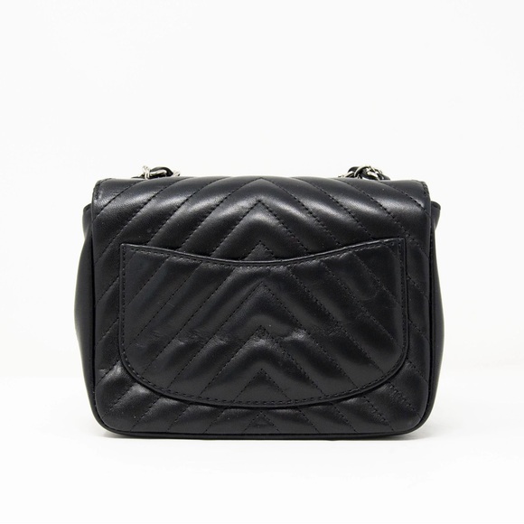 Chanel Lambskin Chevron Square Mini Flap Bag Black SHW - Picture 3 of 15